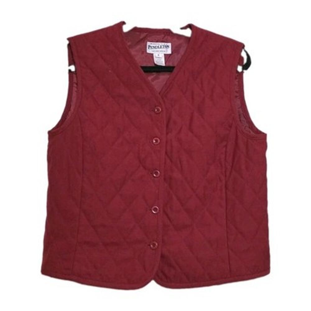 Pendleton Quited Vest Women S Red Quilted Full Zip Pockets Outdoor Western